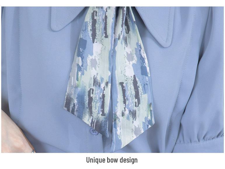 2025 Chic Women's Short Sleeve Chiffon Blouse with Tie – Stylish, Niche Summer Fashion