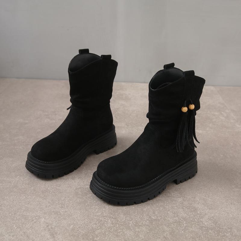 Retro Martin boots 2025 new autumn and winter versatile non-slip western boots women's British style thick-soled high-top short boots