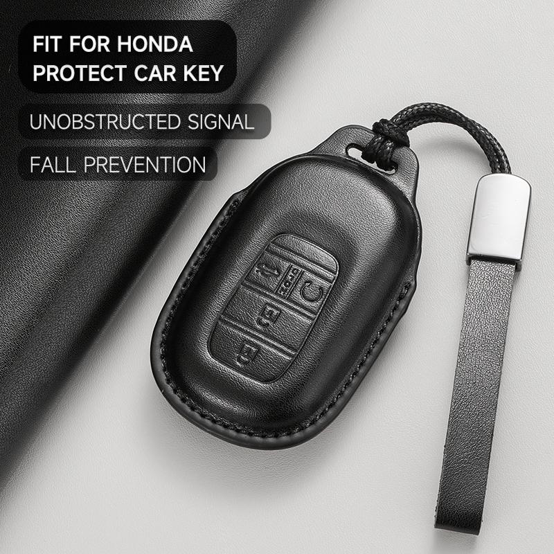 Genuine Leather Car Key Case Cover Key Bag For Honda Accord Civic Crv Vezel City CRIDER Fit Protect Set Car Accessories