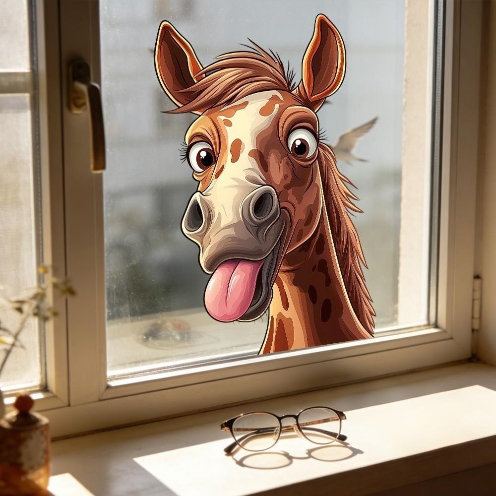 Creative Fun Animal Window Sticker Self-Adhesive Removable Giraffe Decor Giraffe Wall Decals Home Decoration