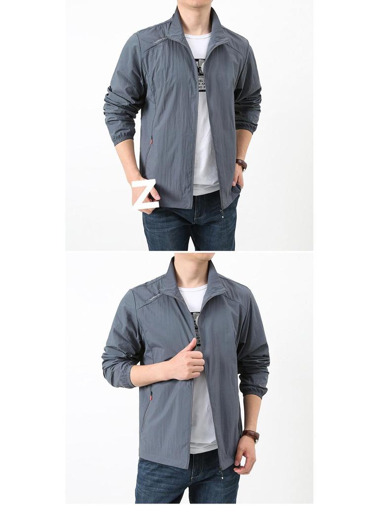 Men's Summer Sun Protection Loose Jacket - Breathable, Quick-Dry, Casual Stand-Up Collar for Outdoor Sports