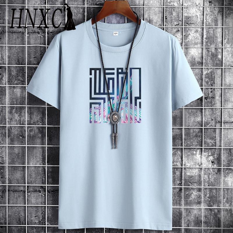 HNXC Cotton Short Sleeve T-shirt Men's Fashion Loose Half Sleeve Shirt Printed Compassionate Shirt