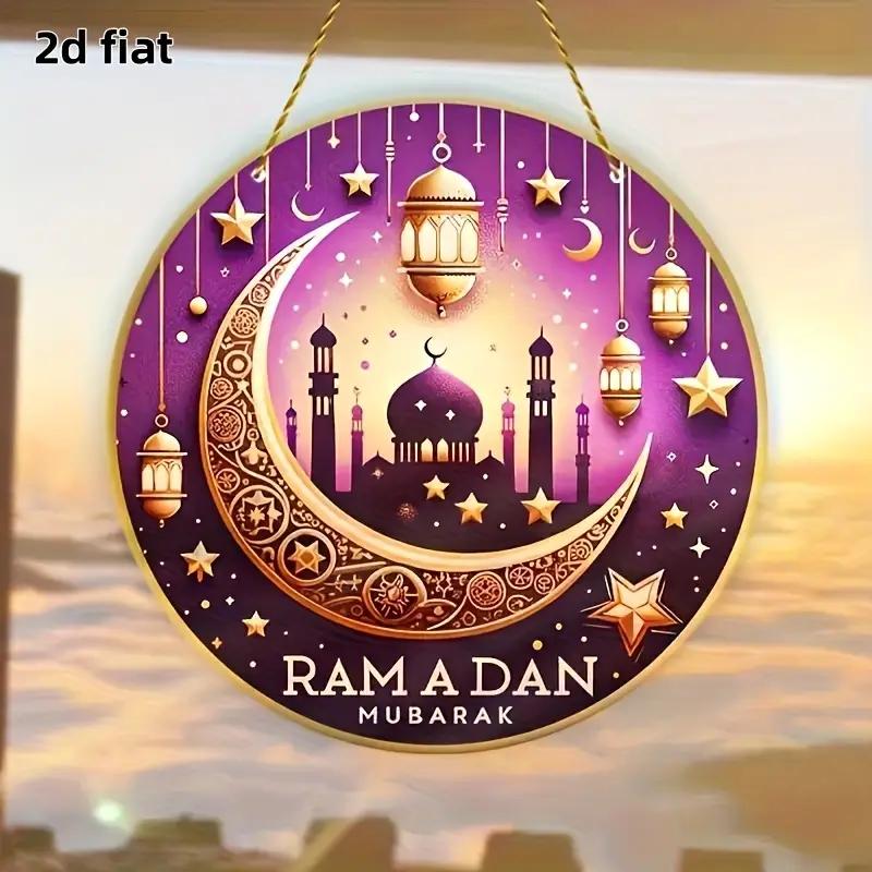 1pcs Ramadan Mubarak Party Moon Star Decoration Eid Al Adha Hanging Round Acrylic Decoration Suitable for Islamic Muslim Parties