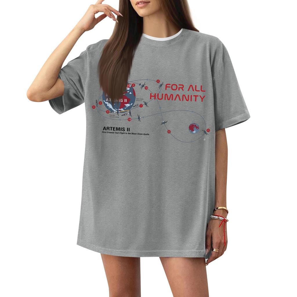 Women's Casual Printed T-Shirt Round Neck Pullover Short Sleeve Top