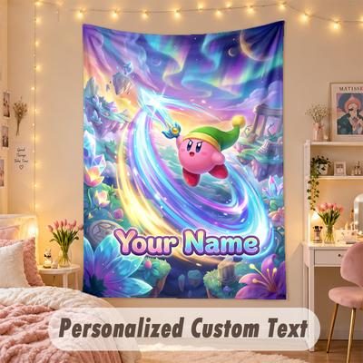 Custom Personalized Tapestry,Kirby Print Custom Name Text Wall Art Hanging for Bedroom
