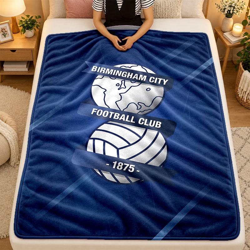 Flannel BlanketBirmingham City Warm Soft Throw Blanket for Indoor Sofa Bed Living Room Use