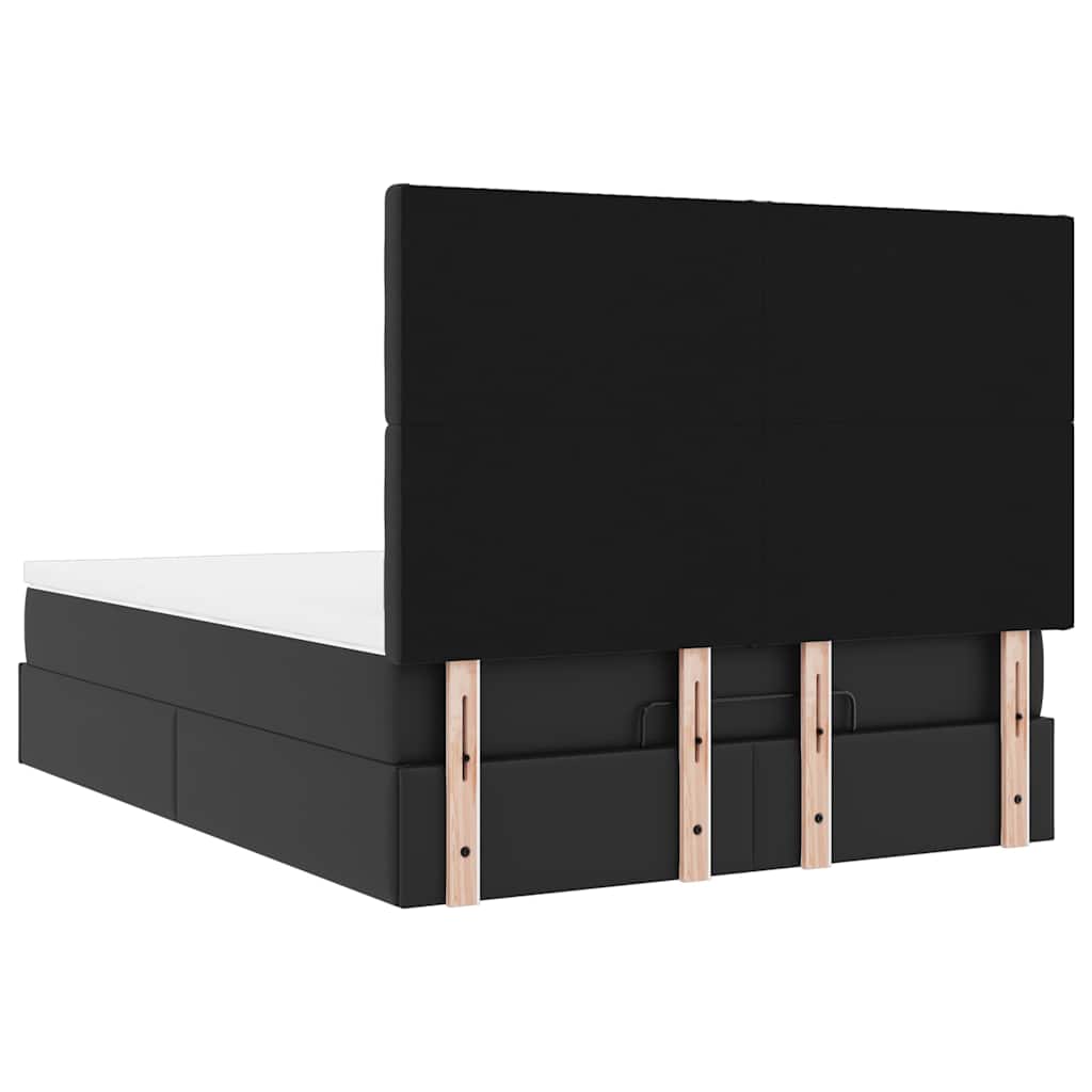 Ottoman Bed with Mattress Black 140x190 cm Faux Leather