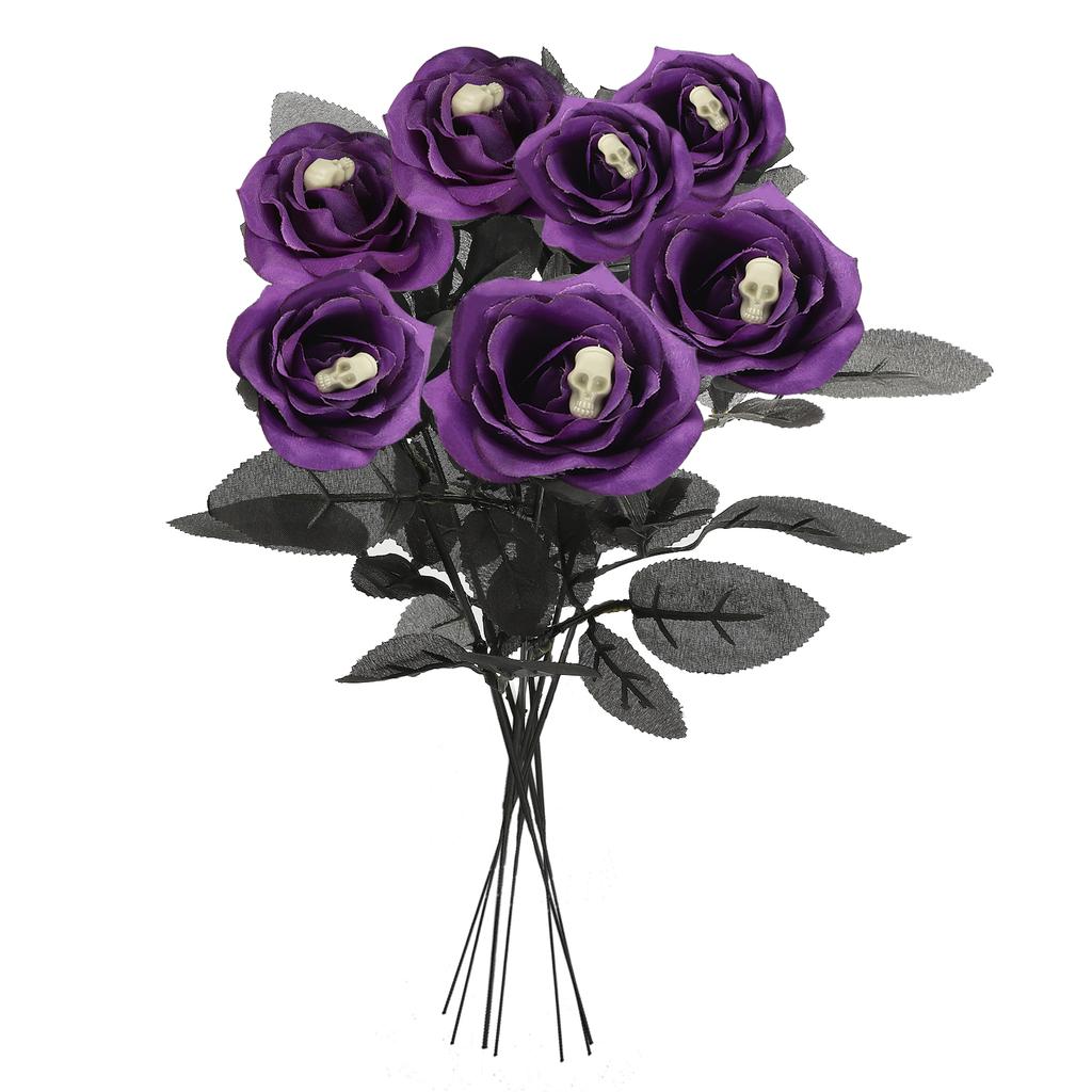 Sztuczna Róża Realistyczna Dekoracyjna Giętka Sztuczny Kwiat z Główką Czaszki na Imprezę Halloweenową