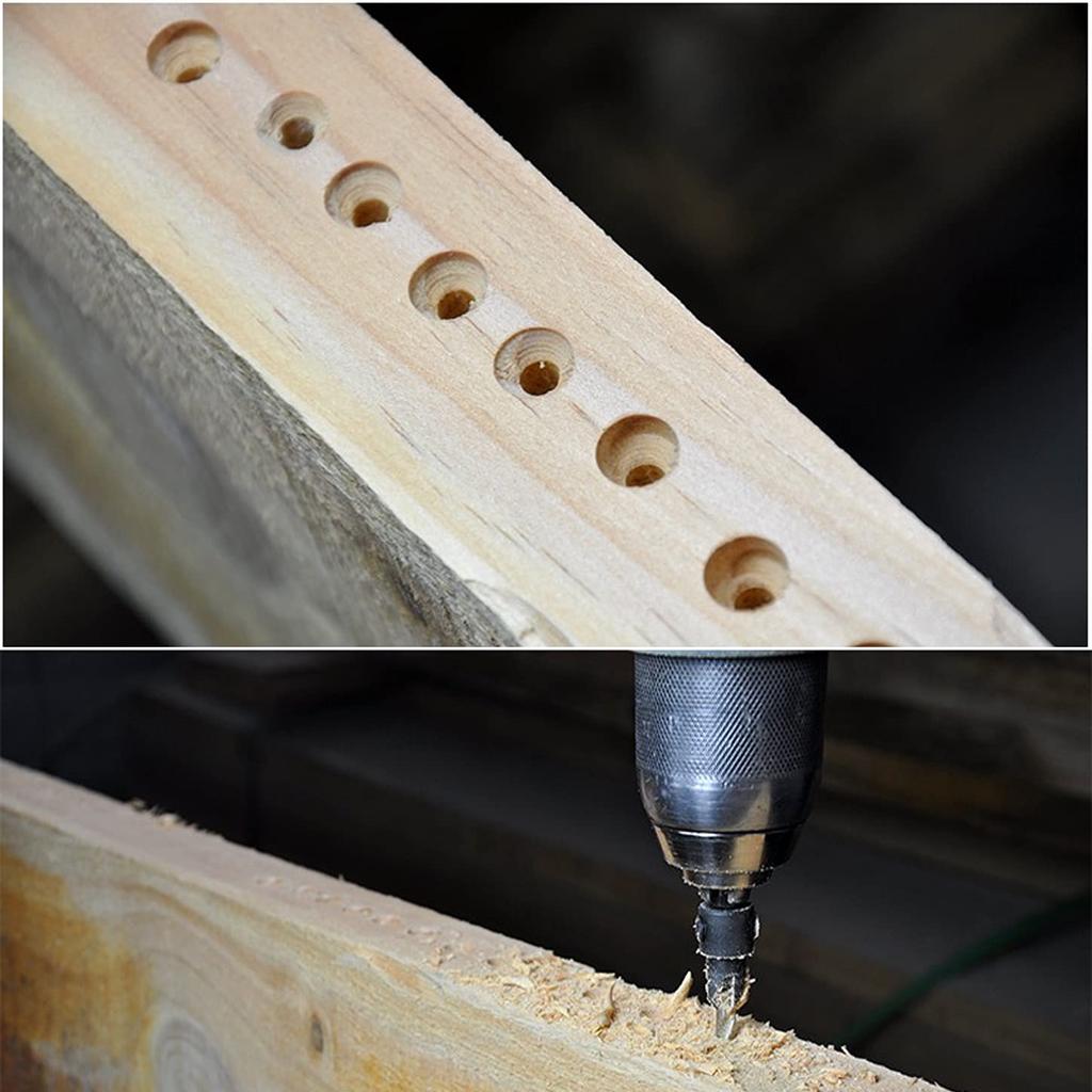 Wolfride Woodworking Drill Bit Countersink Drill Hex Countersink Drill HSS Drill Hole Chamfer DIY Includes Wrench 5-Piece Set, Bit, Shank, Set, Bits,