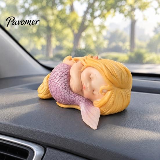 Decorative Statues for Birthday Sleeping Mermaid Figurine, Resin Cute Statue, Mini Ornament Desktop, Micro Landscape Accessories Aquarium Car