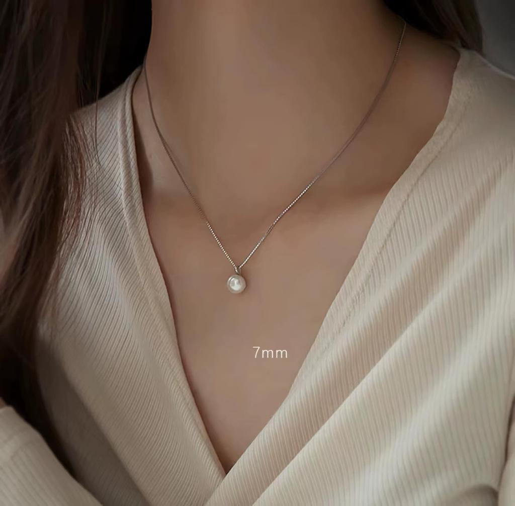 Pearl Necklace for Crystal Venetian Stainless For Comes with Gift Box [VIROMY] Women, Pearl, Pearl, Chain, Steel, Hypoallergenic, Silver, Weddings,