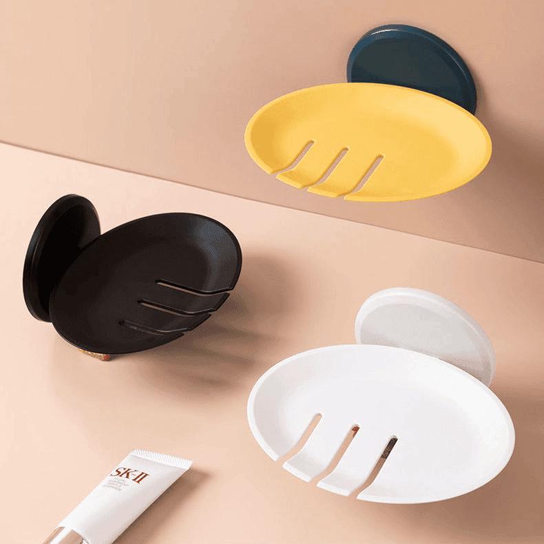 Punch-Free Wall-Mounted Soap Dish with Drainage and Suction Cup