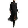 Women's Color Long Dress with High Neck for Party Evening Wear