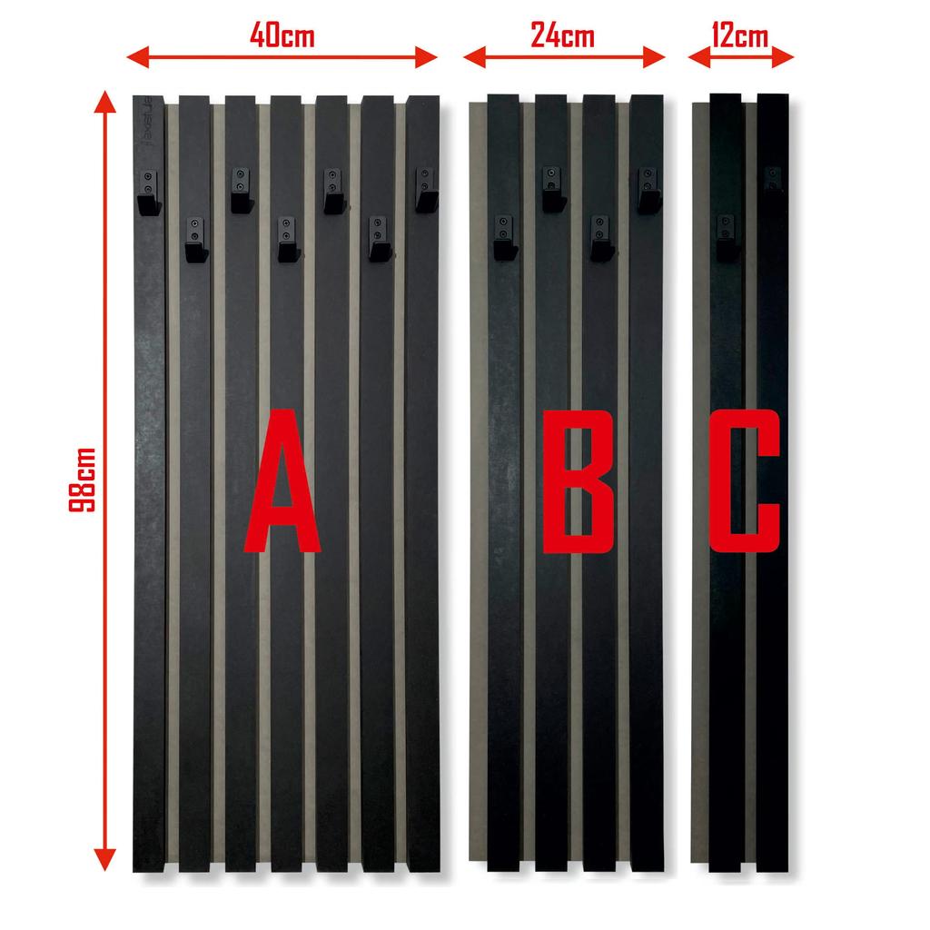 Wooden clothes hanger Lamele 98cm module 40cm black