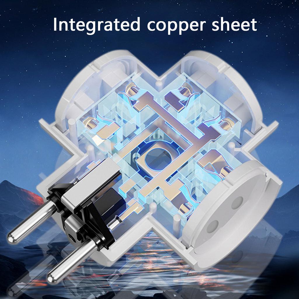 Compactly Eu Plugs Adapter Converts Single Outlet to Triples Socket Travel Plugs for International Travel 16A Expander