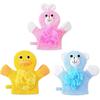Bath and Shower Loofah Sponge Set of 3, Non-Toxic, Soft Terry Cloth, Cute Animal Design (Rabbit/Duck/Bear)