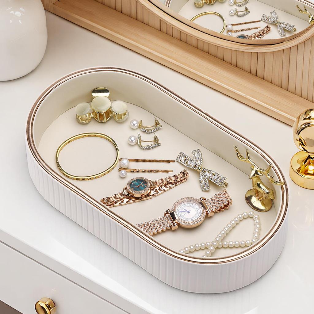 Oval Design Organizer Tray for Keys, Remotes, and Jewelry
