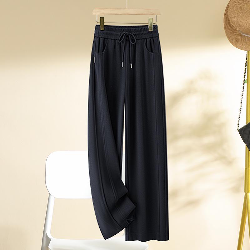 Women's Autumn/Winter 2024 Thick Elastic Waist Wide-Leg Pants