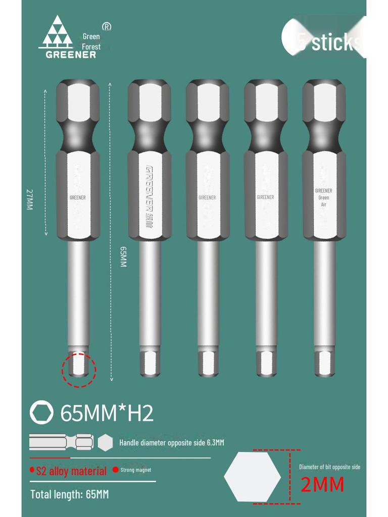 Green Forest Tungsten Steel Hex Wrench & Drill Set with Magnetic Hex Head