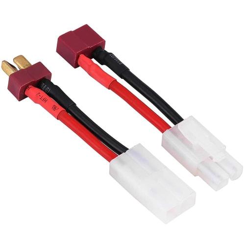 LIANHATA T-Type Connectors, Set of 2, 14AWG, 5cm Long, Silicone Jacket, Male (Female) To Female (Male) T-Plug Adapter, for RC Drone Batteries, Tamiya