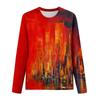 Damenmode, lässig, langärmelig, bedruckt, Rundhalspullover, Top-Bluse