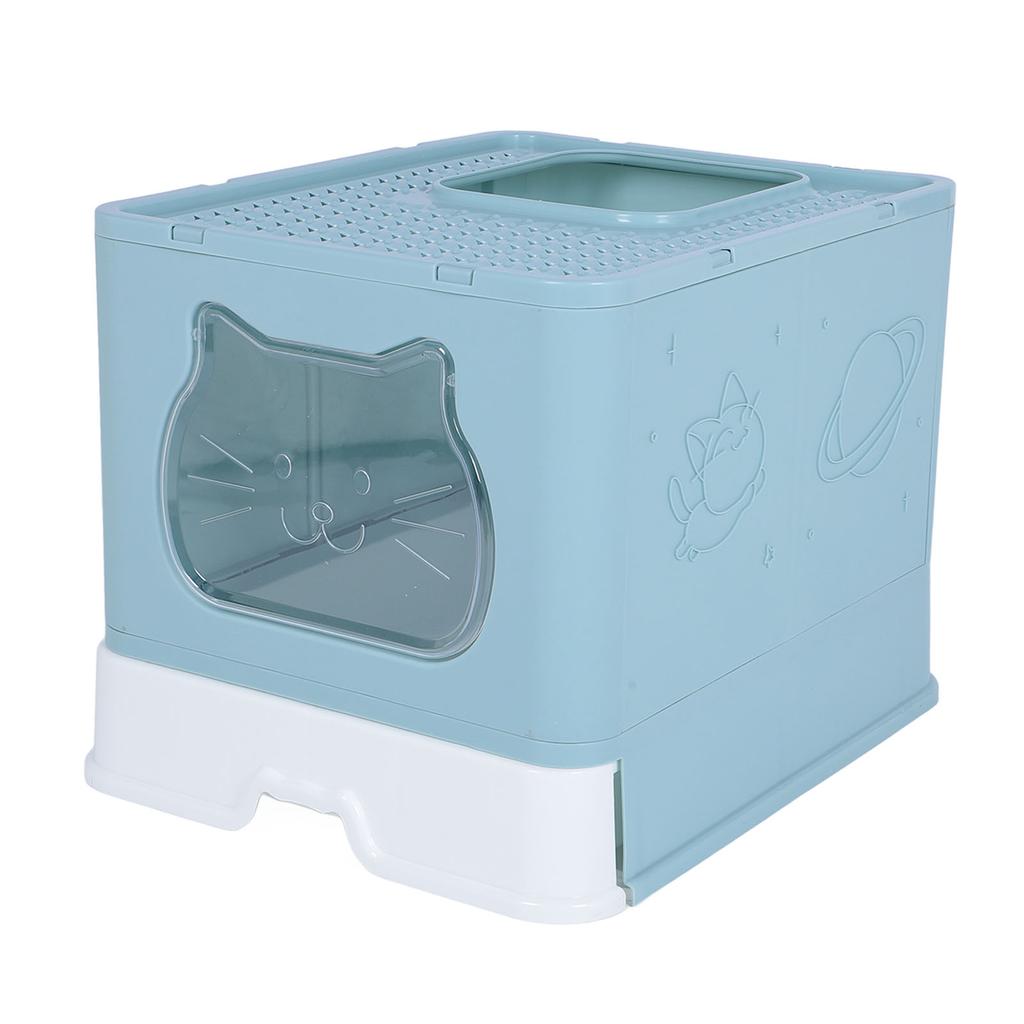 Enclosed Cat Litter Box Anti Splashing Easy to Clean Odor Control Large Top Entry Foldable Kitty Litter Tray with Lid