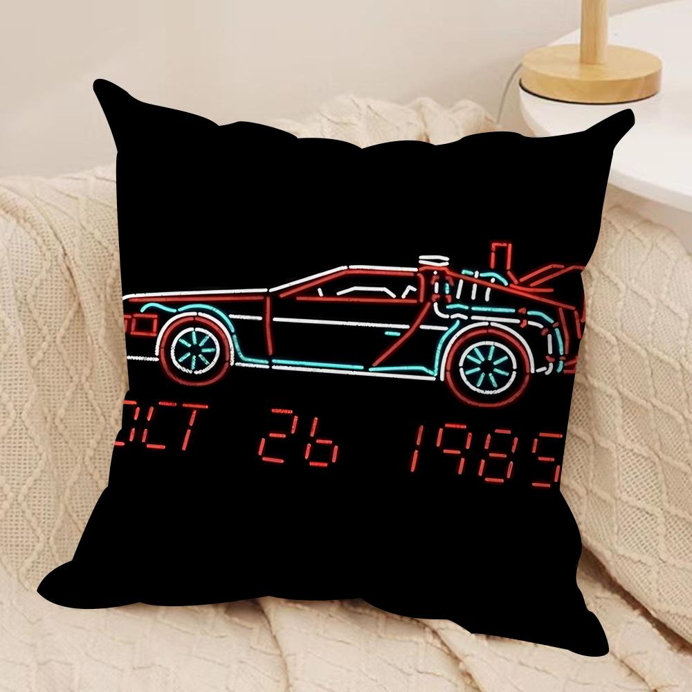 BBack To The Future movie Cushion Cover Silky Short Plush Invisible Zipper Dustproof Sofa Pillow Case for Home Decor