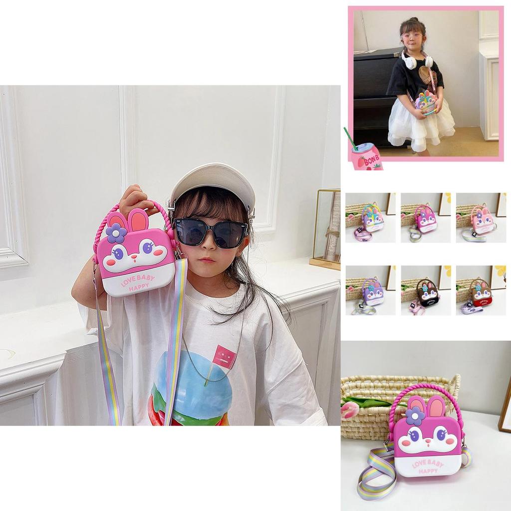 Entzückender Regenbogen-Cartoon-Silikon-Kinderrucksack mit 3D-Kaninchenlächeln und stilvollem Design