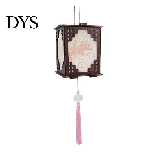 Chinese Lantern Making Kit DIY Vintage Palace for Kids, Style Wooden Frame Traditional Brocade Crafts, Material Set Mid-Autumn Festival Celebration