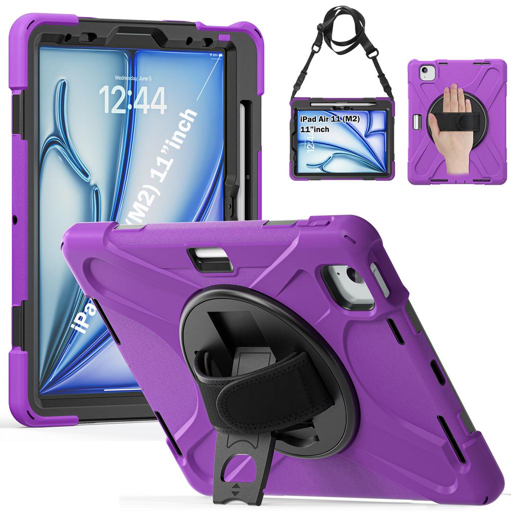 360 Rotating Stand Case Universal for IPad Air 11 2026 M4 2025 M3 2024 M2 Pro 11 2018-2022 Air 4 5 Hybrid Cover Shoulder Strap