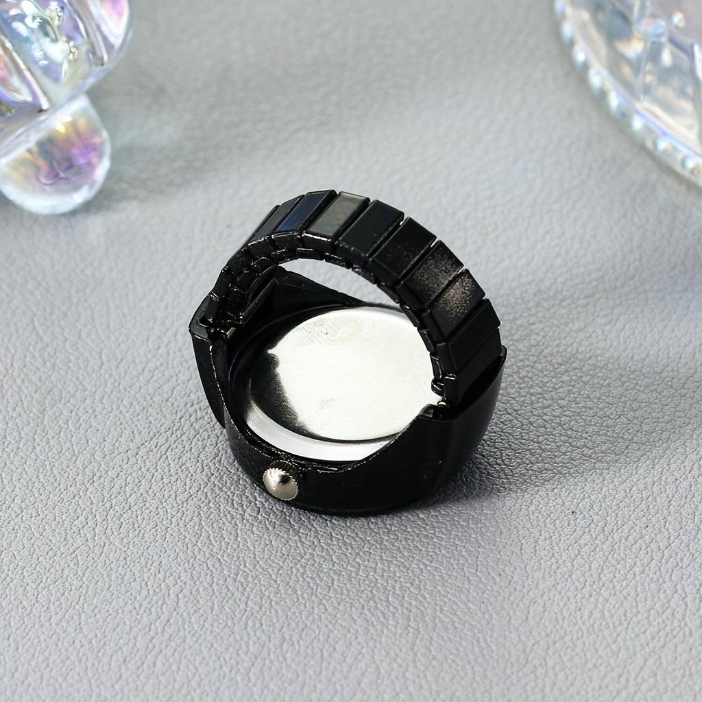 1 stuks Nachtlampje Ring Horloge Eenvoudig Mode Punk Horloge Ring Veelzijdig Koppel Vinger Horloge Mini Klok Retro Creatief Zakhorloge