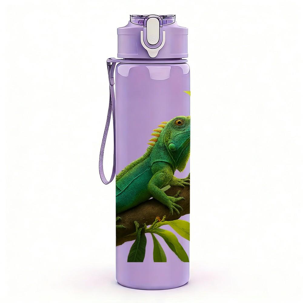 1PC Parrot Tropical Branch Leaf Print 750ml Color Plastic Sports Water Bottle Leakproof Flip Straw Lid Suitable for Sports Office Home Use