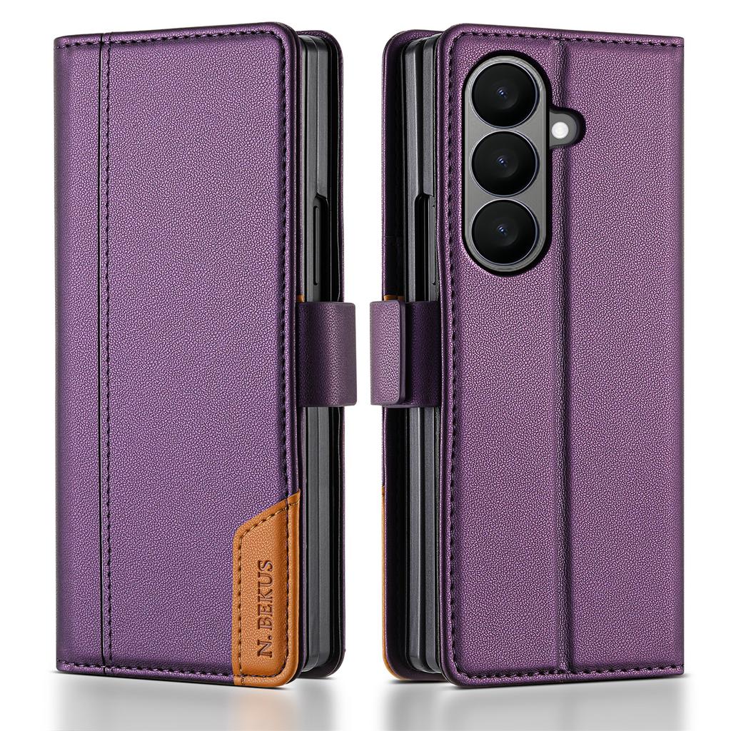 N.BEKUS For Samsung Galaxy Z Fold7 5G Stand Case RFID Blocking PU Leather Wallet Phone Cover