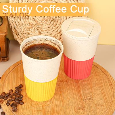 Ceașă de cafea de 380 ml Material de calitate alimentară Rezistent la temperaturi înalte Gros, rezistent la scurgeri, cu capac, Manșon anti-alunecare reutilizabil în aer liber