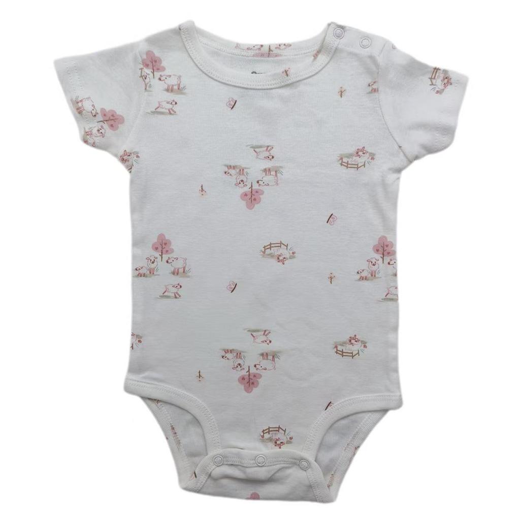 Baby Shoulder Snap Ribbed Cotton Bodysuit - Short Sleeve One-Piece Romper for Boys & Toddlers