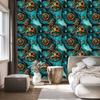 Turquoise, Sea and Ochre Ink Wallpaper for Living Room and Bedroom 50x1000
