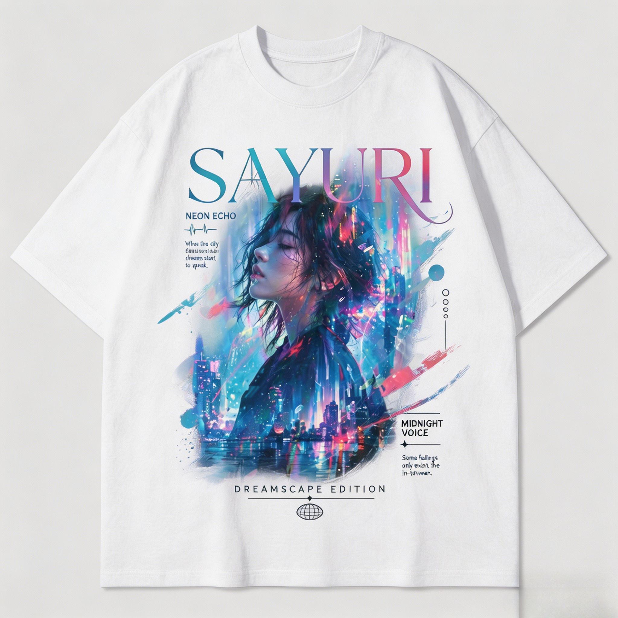 

Unisex Japanese Singer Sayuris Poster Printed Pattern Pure Cotton Round Neck Short Sleeve Tshirt Trendy Versatile Casual Top 4XL