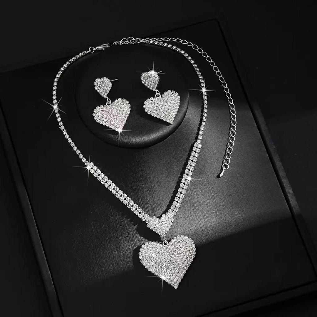 Elegantní mezikontinentální svatební souprava náhrdelníku a náušnic s kamínky