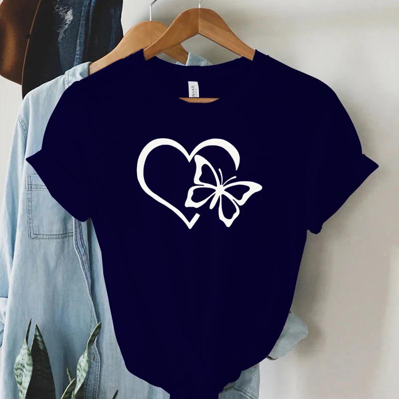 Heart Butterfly Graphic T Shirts Women Funny Hearts Trendy Style Butterfly Lover Gift Womens Tee Shirt Hearts Essential Tops