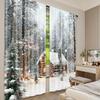 Set Of 2 Flat Printing Christmas Hot Curtains Wintercabin Digital Printed Polyester Drapes Festive Perfect Curtain