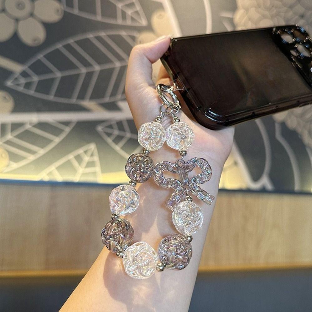 

Anti-lost Sweet Candy Keychain Irregular Transparent Beads Pendant Beaded Phone Chain Key Decor зелений