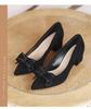 Women's French-Style Suede High Heels: Spring/Autumn 2024, Black, All-Match, Thick Heel, Shallow Mouth