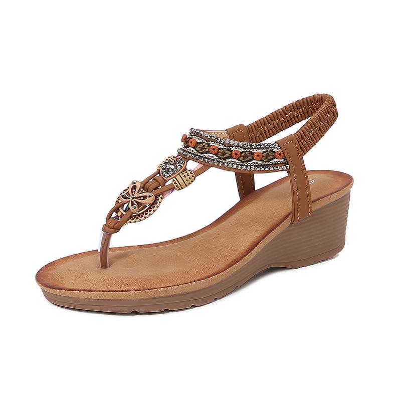 

Женские дорожные сандалии на танкетке, с открытым носком, в европейском и американском этническом стиле 589 Size 39 хаки