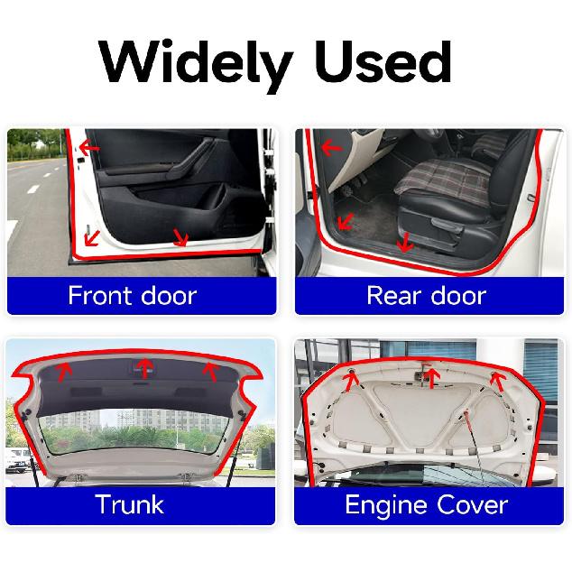 D-Shape Car Door Rubber Seal Strip,Black Automotive Weather Stripping With Self-Adhesive To Reduce Noise And Water-Leaking Fit Most