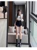 2025 Summer High-Waist Irregular Design Black A-Line Women's Casual Shorts