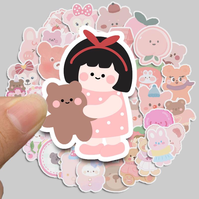 50 Strawberry Cheese Ice Cartoon Stickers, Waterproof for Suitcases, Laptops, DIY Albums