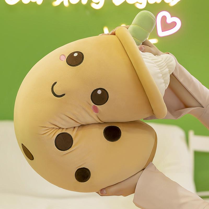 Long Cute Fruit Milk Tea Cup Plush Toy Figurine Throw Pillow Doll Rag Baby Pregnancy Pillow Valentine's Day Gift For Kids Decor