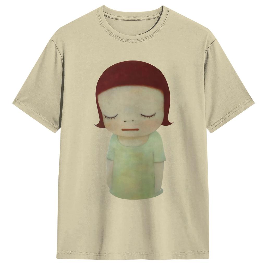 Aesthetic Yoshitomos Nara TShirt Unisexs Round Neck Short Sleeve Tops I Dont Want to Grow up Painting Cotton Summer Tops Shirts
