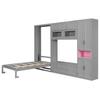 Twin Size Wooden Murphy Bed with TV Stand, Space-Saving Wall Bed Frame with 2 Drawers, Shelves, Cabinets, Foldable Platform for