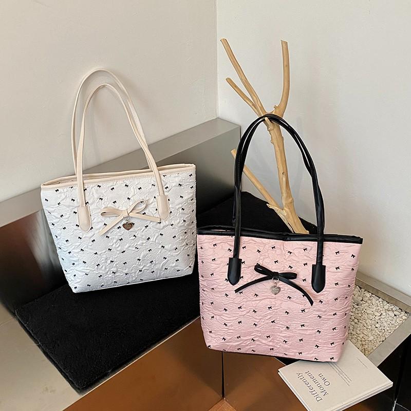Women's Solid Color Bow Crossbody Bag - Large Capacity, Lightweight, Versatile Shoulder Bag for Commuting